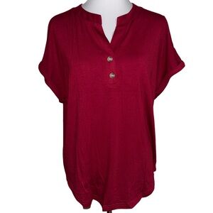 Anrabess Burgundy Blouse with Button Detail